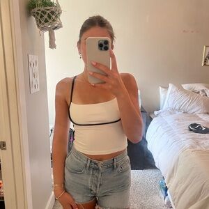 Women's White Crop Top with Black Trim